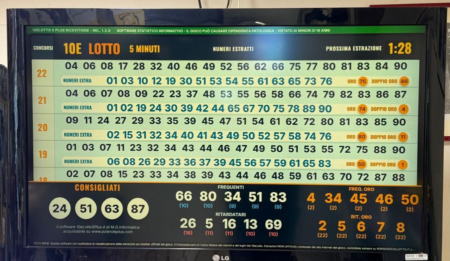 Software 10eLotto5Plus in funzione nella ricevitoria di Castenaso